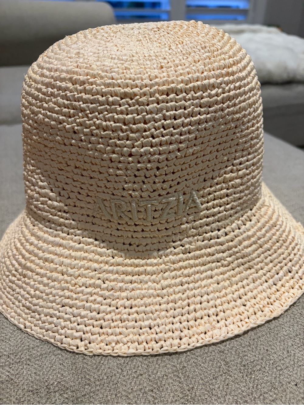 Aritzia Little Moon Straw Bucket Hat - Natural Tan Colour, size SMALL - Picture 5 of 5